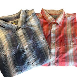 Eddie Bauer Tech Plaid‎ Shirt Bundle Red Blue Outdoor Hiking Nylon XL